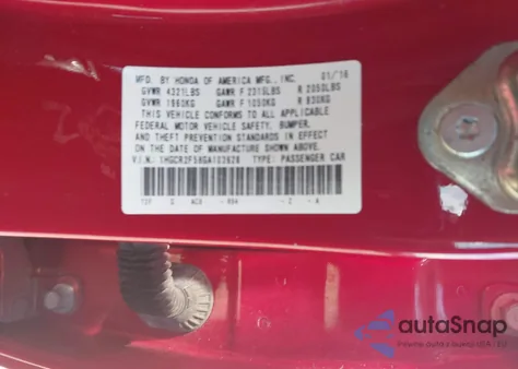 2016 Honda Accord Sport from USA, damaged, VIN 1HGCR2F58GA103626